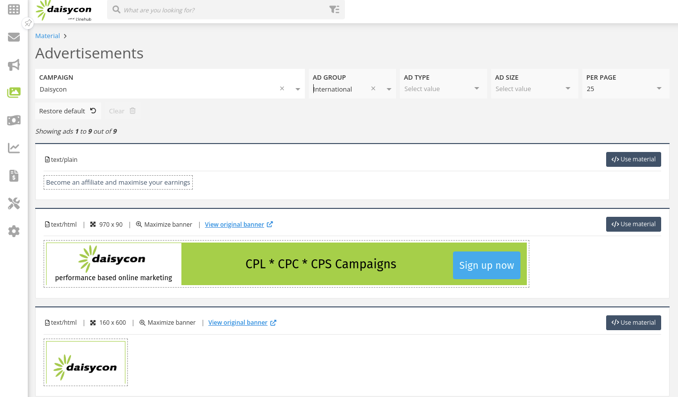 Screenshot van campagneselectie
