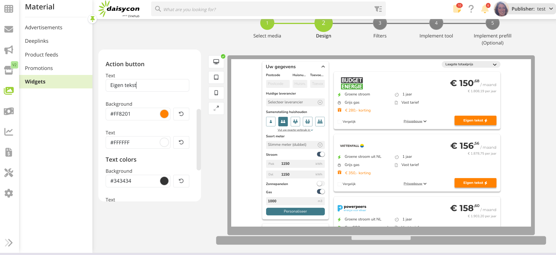 Daisycon Configurator voorbeeld